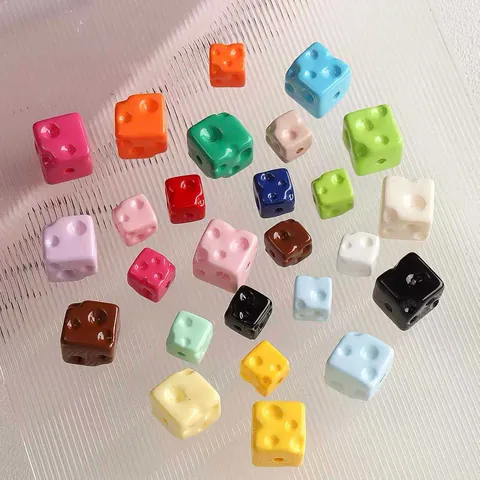 Lacquered Acrylic Beads Cheese Cube Shape Square Straight Hole For DIY Jewelry Making Phone Chain Keychain Accessories