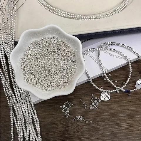 Legering Spacer Kralen Voor DIY Sieraden Maken Zilveren Ronde Losse Kralen Verfijnde Accessoires Voor Armband Ketting