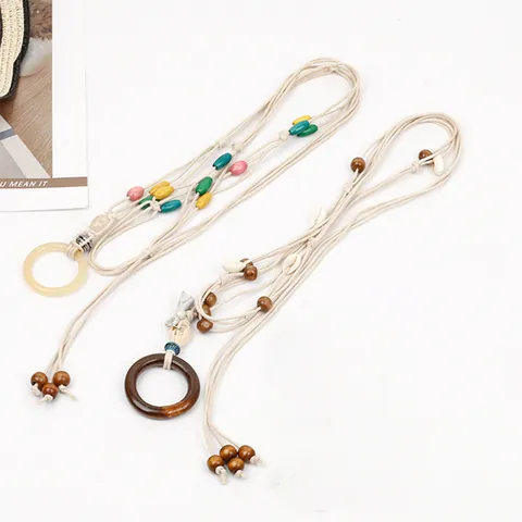 Bohemian Hand Woven Waist Chain For Women Vintage Shell Wood Bead Tassel Body Chain Ethnic Braided Belt Decoration For Dress