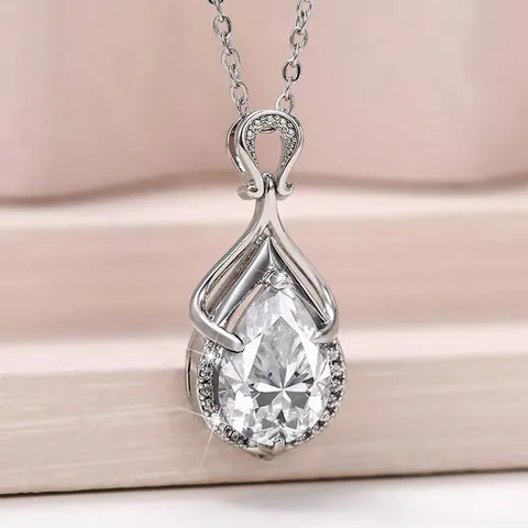 Collana Con Pendente Lacrime di Sirena Per Donna Moissanite Rame Placcato Oro Argento Goccia d'Acqua Gioielli di Moda