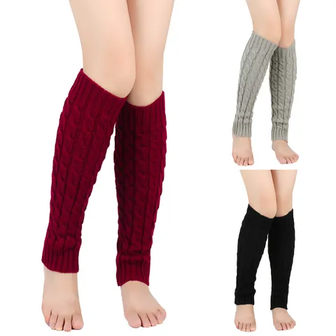 Scaldamuscoli Donna Invernali Caldi in Maglia a Trecce Acrilico Calzini a Tubo Lungo Coprigambe Per Uso Quotidiano All'aperto