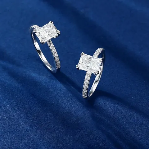 Geometrischer Quadratischer Zirkonia Ring Für Damen Luxus Kupfer Gold Silber Plattiert Hochzeit Schmuck Geschenk