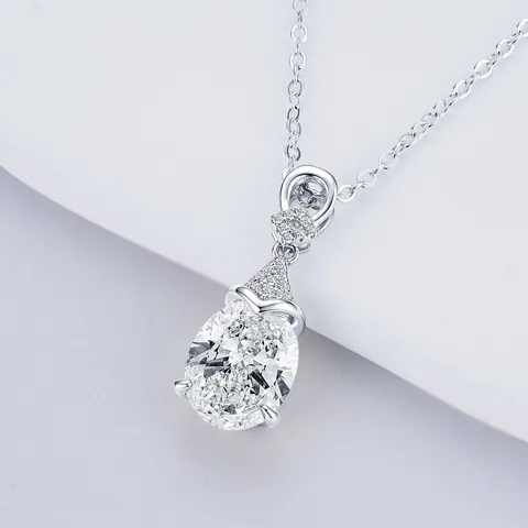 Elegante Collana Con Pendente in Moissanite Lacrime di Sirena Catena in Rame Forma di Pera Gioielli di Lusso Per Donna