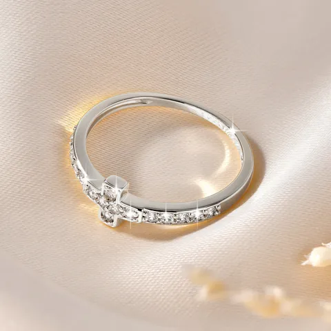 Mode Minimalistisch 14K Gold Eingewickelt Kreuz Ring Für Damen Zirkonia Eingelegt Kupfer Ring Schmuck Für Den Alltag