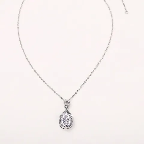 Collana Con Pendente Lacrime di Sirena Per Donna Moissanite Rame Placcato Oro Argento Goccia d'Acqua Gioielli di Moda
