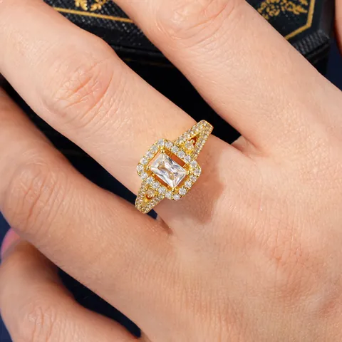 Luxus Kupfer Zirkonia Quadratischer Ring Für Damen Mode Gold Silber Galvanisiert Verlobung Hochzeit Ring Herzform Zirkonia Fingerring Schmuck Geschenk
