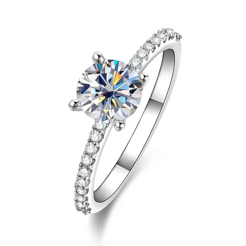 Eleganter Kupfer Moissanit Ring Für Damen Luxus Rundschliff Funkelnder Eingelegter Schmuck Verstellbarer Mode Fingerring
