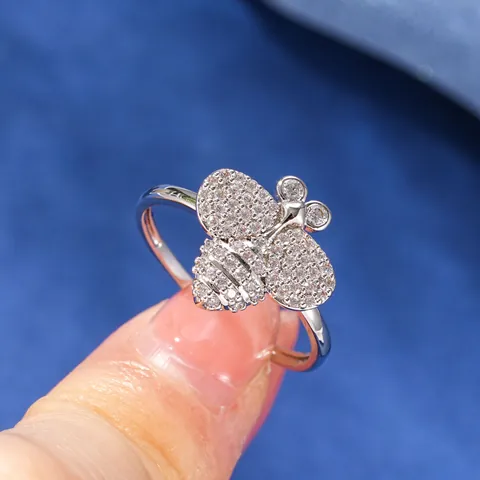 Bague Abeille de Luxe Mode pour Femmes Mignon Animal Strass Bague en Cuivre Design de Niche Bijoux Bague Or Argent Électroplaqué