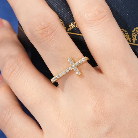 Minimalist Copper Zirconia Cross Ring For Women Dainty Sparkling Gold Silver Plated Finger Ring Fashion Jewelry Gift