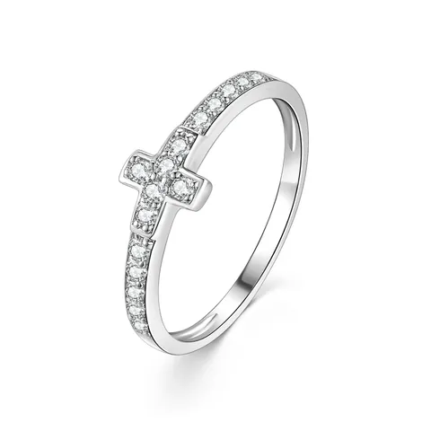 Mode Minimalistisch 14K Gold Eingewickelt Kreuz Ring Für Damen Zirkonia Eingelegt Kupfer Ring Schmuck Für Den Alltag