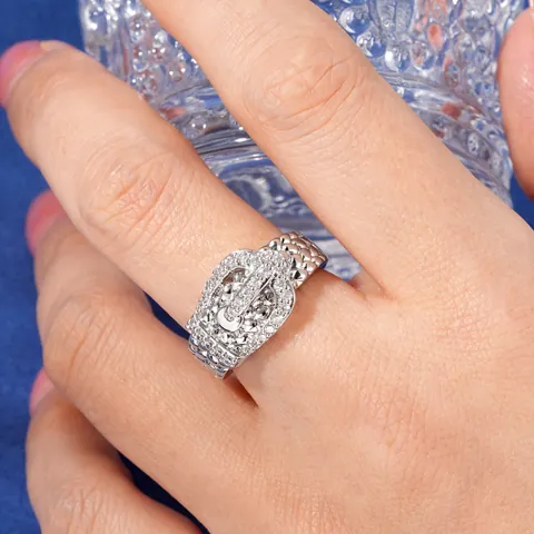 Bague Boucle de Ceinture Femme Zirconia 5A Cuivre Galvanisé Luxe Léger Mode Strass Bague de Fiançailles Bijoux Cadeau