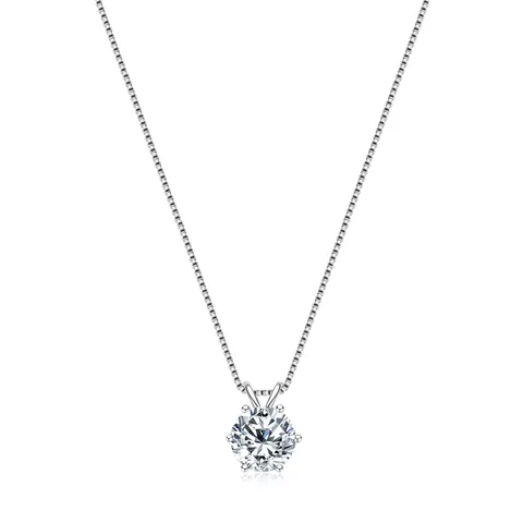 Klassische Sechs-Klauen Moissanit Halskette D-Farbe Rundschliff Kupfer Goldgefüllt Box-Kette Minimalistischer Anhänger Schmuck Für Damen