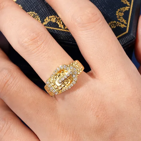 Bague Boucle de Ceinture Femme Zirconia 5A Cuivre Galvanisé Luxe Léger Mode Strass Bague de Fiançailles Bijoux Cadeau