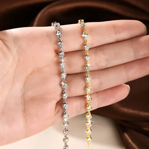 Luxury Copper Zirconia Bubble Bracelet For Women Fashion OL Round Bezel Setting Adjustable Hand Jewelry Accessory Gift