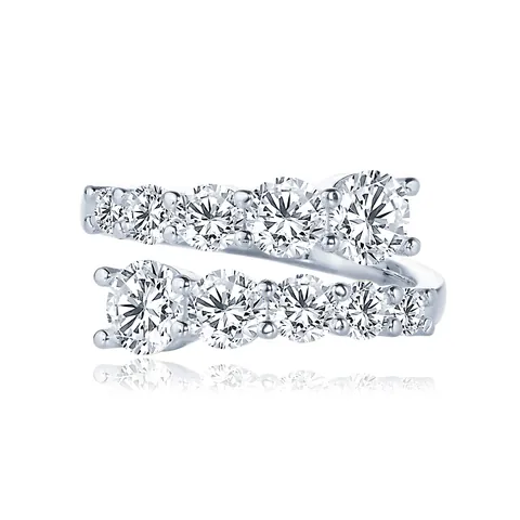 Luxus Kupfer Moissanit Offener Ring Für Damen Verdrehter Arm Doppelter Kopf Gradient Strass Eingelegt Mode Schmuck Verstellbarer Ring