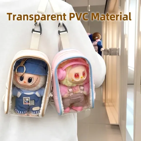 Transparente PVC Puppen-Displaytasche Für Baumwollpuppen Klare Plüschtier-Aufbewahrungstasche Mit Haken Schultergurt Reisetasche