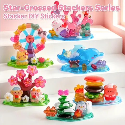 3D Cartoon Relief Aufkleber DIY Schreibtisch Ornamente Stapelbar Harz Aufkleber Set Für Kinder Belohnung Handgemachtes Handwerk Geschenke Dekorationen
