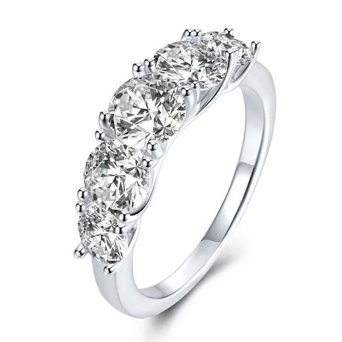 Anello a Fila di Cinque Diamanti in Argento Sterling S925 Moissanite per Donna Gioielli per Matrimoni Feste Con Certificato GRA