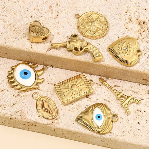 Pendentifs DIY en Acier Inoxydable Doré Œil Protecteur Cœur Serpent Homard Colibri Pendentifs de Collier pour Création de Bijoux Femme Accessoires