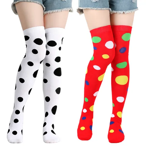 Calcetines Altos para Mujer Patrón de Lunares Clásico Sobre la Rodilla para Cosplay Fiesta Medias Largas de Poliéster Transpirables