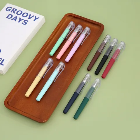 Mini Portable Pocket Gel Pen 0.5mm Black Ink Smooth Writing Matte Plastic Sign Pen For Students School Office Supplies