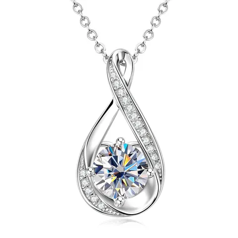 Elegante Collar con Colgante de Moissanita Símbolo Infinito para Mujer Cobre Chapado en Oro de 14k Collar Gota de Agua Joyería