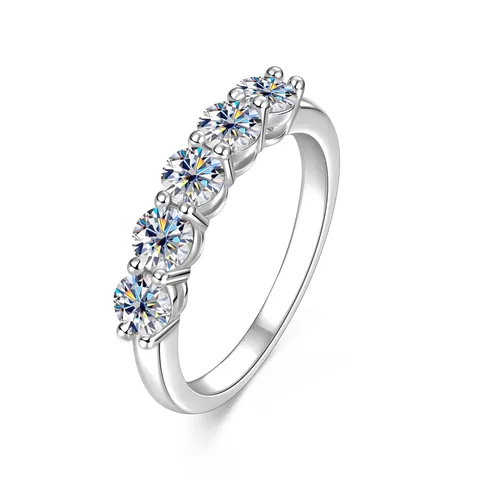 Mode Moissanit Halb Eternity Ring Für Damen Kupfer Gold Silber Plattiert Geometrisch Leicht Luxus Stapelbar Band Hochzeit Party Schmuck