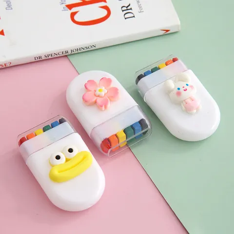 Portable 6 Colors Rainbow Face Body Paint Stick 3D Cartoon Case For Kids Halloween Masquerade Party Makeup Painting Tool
