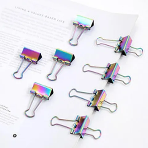 Irisierende Metall Vielzweckklemmen 19mm Regenbogen Vielzweckklammern Für Büro Schule Schreibwaren Organisation