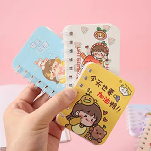 Mini Cartoon Spiral Notebook Portable Pocket Diary For Students Cute Illustrations Note Pad Small Daily Journal Stationery