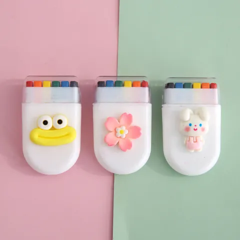 Portable 6 Colors Rainbow Face Body Paint Stick 3D Cartoon Case For Kids Halloween Masquerade Party Makeup Painting Tool