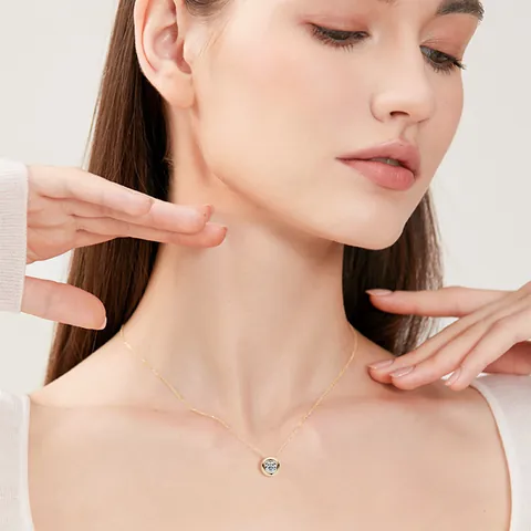 14K Gold Gefüllte Kupfer Moissanit Blase Anhänger Halskette Minimalistische Geometrische Runde D Farbe Schmuck Für Damen Halsketten
