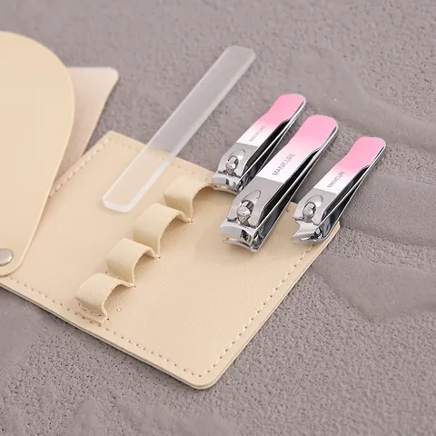 Portable Manicure Grooming Kit Carbon Steel Fingernail Clippers Glass Nail File With PU Leather Case Professional Pedicure Tools For Men Women Home Travel