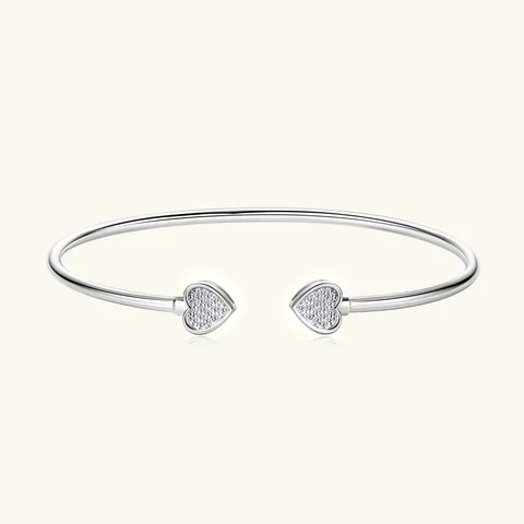 Herz Moissanit Offener Armreif 925 Sterlingsilber Minimalistisch Verstellbar Elegant Eingelegter Schmuck Für Damen Geschenk