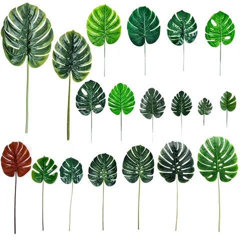 Künstliche Monstera Blätter Seide Kunststoff Klebebeschichtet Grün Falsche Tropische Pflanzen Für Haus Party Hochzeit Wand Dekoration
