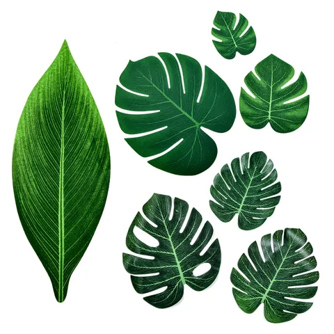 Künstliche Monstera Blätter Seide Kunststoff Klebebeschichtet Grün Falsche Tropische Pflanzen Für Haus Party Hochzeit Wand Dekoration