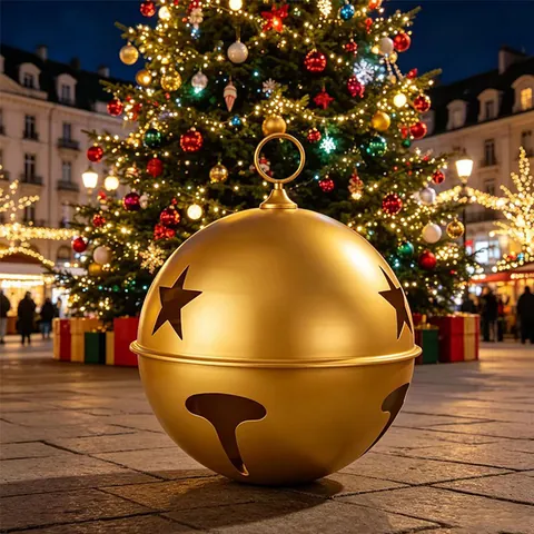 Large Metal Christmas Decoration Bells Lacquered Iron Star Snowflake Hollow Out Bell Ornament For Holiday Party Home Decor
