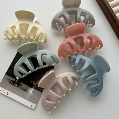 Korean Style Large Polystyrene Pumpkin Hair Claw For Women Thick Hair Elegant Dragon Bone Hair Clips Minimalist Hair Accessories