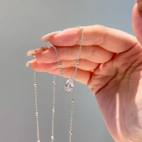 Elegante 14 Karat Vergoldete D-Farbe Moissanit Quasten Anhänger Halskette Für Damen Süße Birnenschliff Moissanit Y-Kette Schmuck