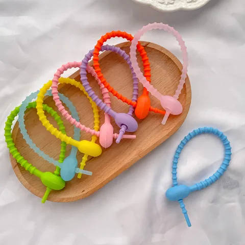 Fascette per Cavi in Silicone Colorate Forma di Girino Avvolgicavo Estensibile Organizer DIY Portachiavi Ornamento Sospeso