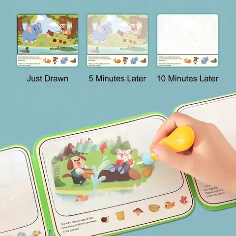 Magic Water Drawing Book Kit For Kids Reusable Doodling Coloring Book With Pen Educational Toy For Preschool Children Gift