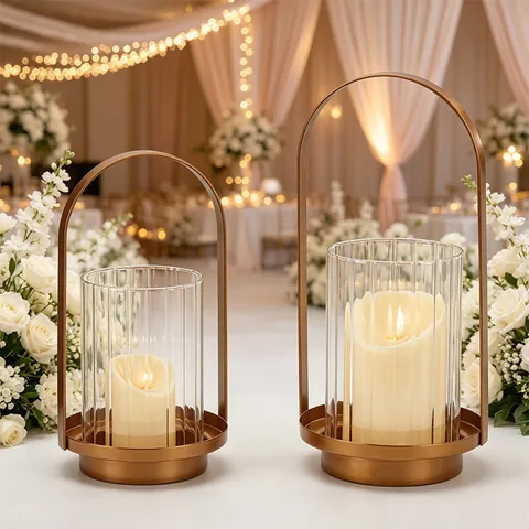 Chandelier Portatif Rétro en Métal Avec Couvercle en Verre Coupe-vent Lanterne Minimaliste Style Européen pour Dîner Romantique Mariage Décoration Maison Bureau