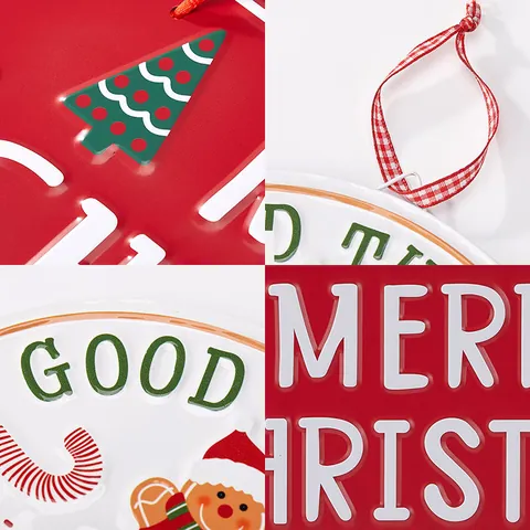 Mini Iron Christmas Hanging Sign Merry Christmas Plaque Gingerbread Man Welcome Board Christmas Tree Decoration Ornaments