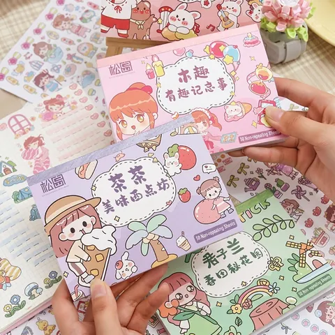 Cute Cartoon Sticker Book Kawaii Decorative Scrapbooking Stickers For Kids DIY Crafting Hand Account Journal Matsuoka Series