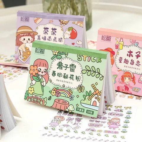 Cute Cartoon Sticker Book Kawaii Decorative Scrapbooking Stickers For Kids DIY Crafting Hand Account Journal Matsuoka Series