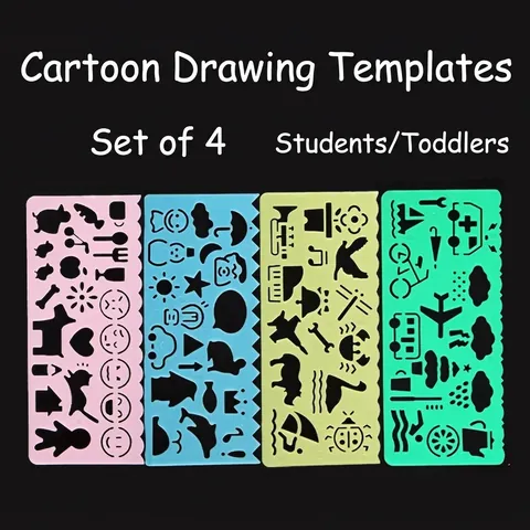 Plantillas de Dibujo de Dibujos Animados Modelos Huecos de Plástico PP Regla de Pintura DIY para Niños Suministros de Arte Educativo