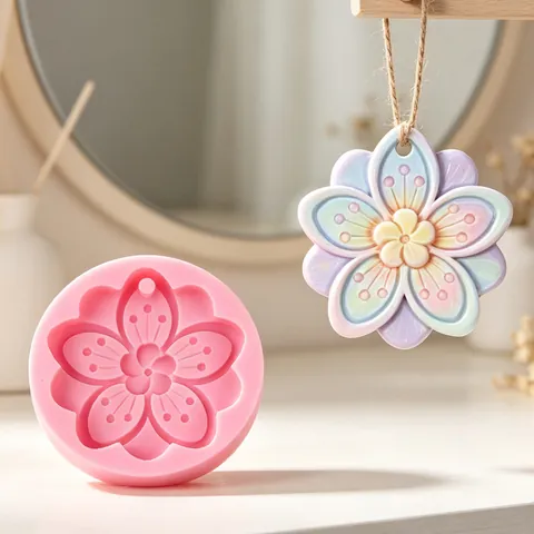 Double Layer Cherry Blossom Silicone Mold For DIY Scented Plaster Aromatherapy Stone Wardrobe Hanging Soap Ornament Craft Making Tool