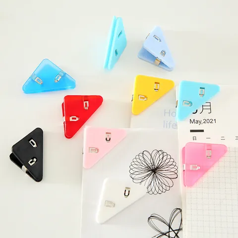 Triangular Corner Clips Plastic Paper Document Storage Organizer For Student Office School Work Paper Protection Stationery