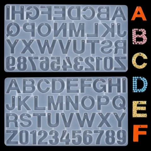 DIY Alphabet Number Silicone Mold For Resin Casting Large 26 Capital Letters 0-9 Numbers Keychain Pendant Making Tools Craft Jewelry