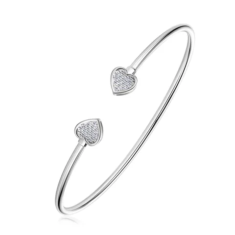 Herz Moissanit Offener Armreif 925 Sterlingsilber Minimalistisch Verstellbar Elegant Eingelegter Schmuck Für Damen Geschenk